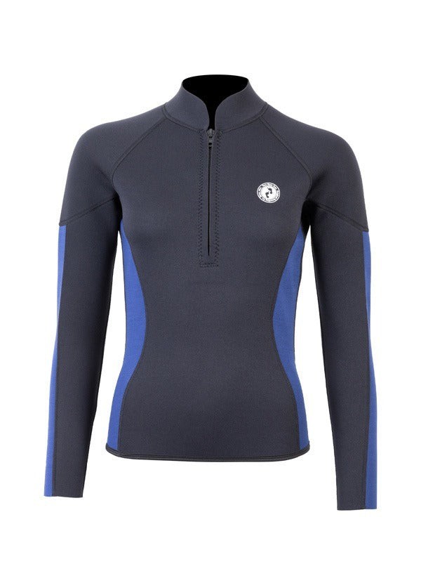 Two Bare Feet Unisex Perspective Half Zip 2.5mm Wetsuit Jacket (Black/Blue)