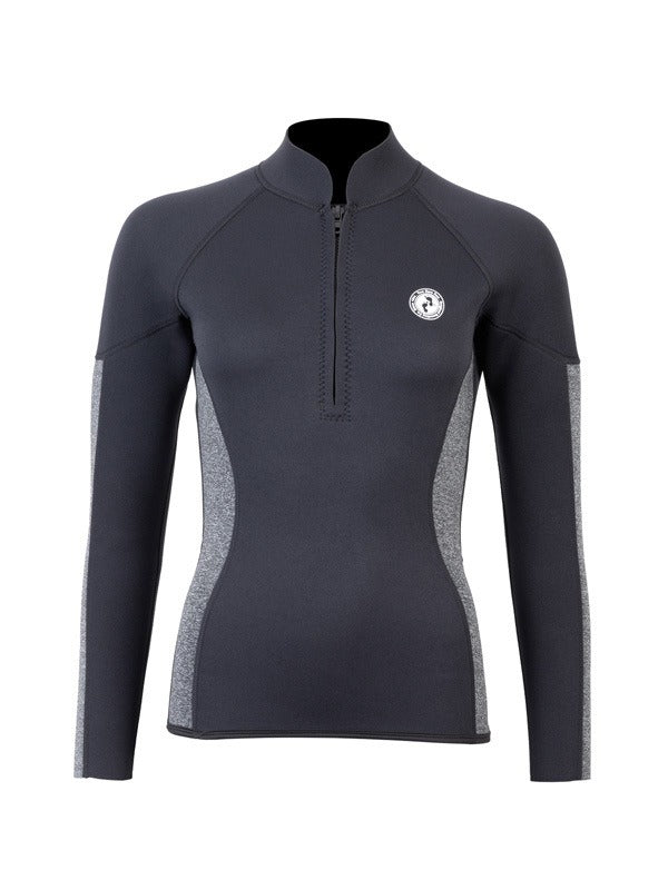 Two Bare Feet Unisex Perspective Half Zip 2.5mm Wetsuit Jacket (Black/Grey)
