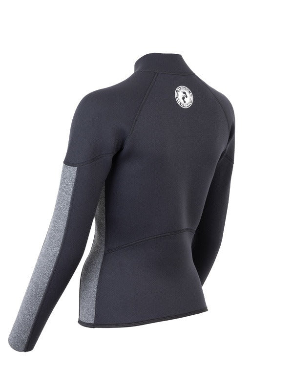 Two Bare Feet Unisex Perspective Half Zip 2.5mm Wetsuit Jacket (Black/Grey)
