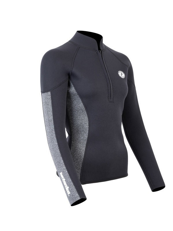 Two Bare Feet Unisex Perspective Half Zip 2.5mm Wetsuit Jacket (Black/Grey)