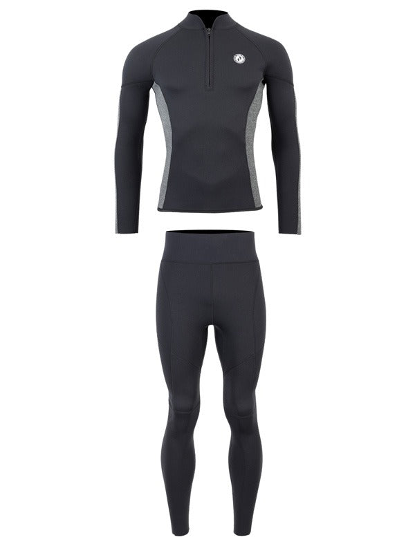 Two Bare Feet Perspective Half Zip 2.5mm Wetsuit Jacket & Pants Set (Black/Grey)