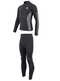 Two Bare Feet Perspective Half Zip 2.5mm Wetsuit Jacket & Pants Set (Black/Grey)