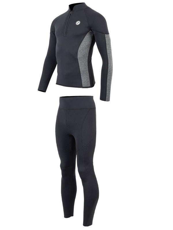 Two Bare Feet Perspective Half Zip 2.5mm Wetsuit Jacket & Pants Set (Black/Grey)