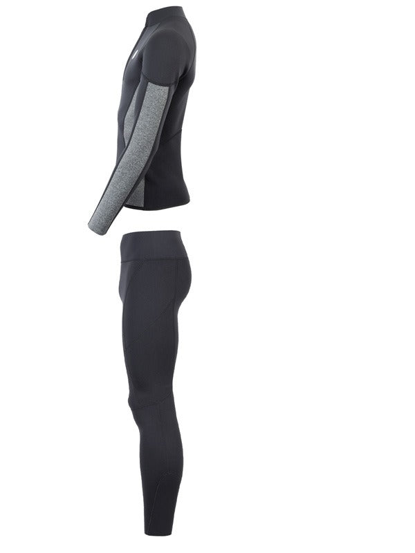 Two Bare Feet Perspective Half Zip 2.5mm Wetsuit Jacket & Pants Set (Black/Grey)