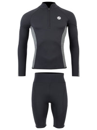 Two Bare Feet Perspective Half Zip 2.5mm Wetsuit Jacket & Shorts Set (Black/Grey)