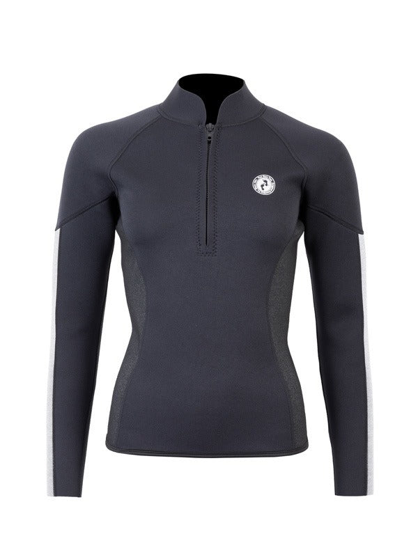 Two Bare Feet Unisex Perspective Half Zip 2.5mm Wetsuit Jacket (Black/Grey/Grey)