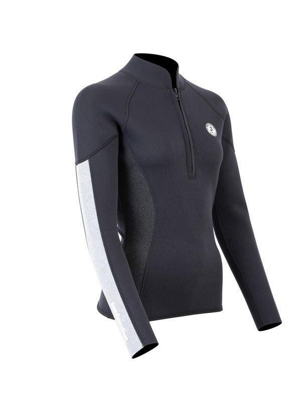 Two Bare Feet Unisex Perspective Half Zip 2.5mm Wetsuit Jacket (Black/Grey/Grey)