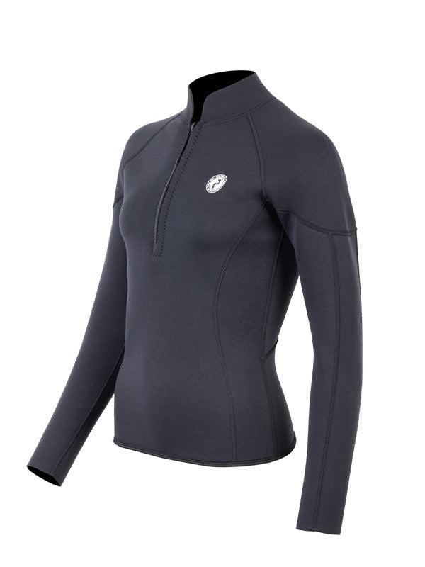 Two Bare Feet Unisex Perspective Half Zip 2.5mm Wetsuit Jacket (Black)