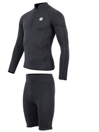 Two Bare Feet Perspective Half Zip 2.5mm Wetsuit Jacket & Shorts Set (Black)