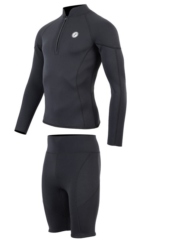 Two Bare Feet Perspective Half Zip 2.5mm Wetsuit Jacket & Shorts Set (Black)