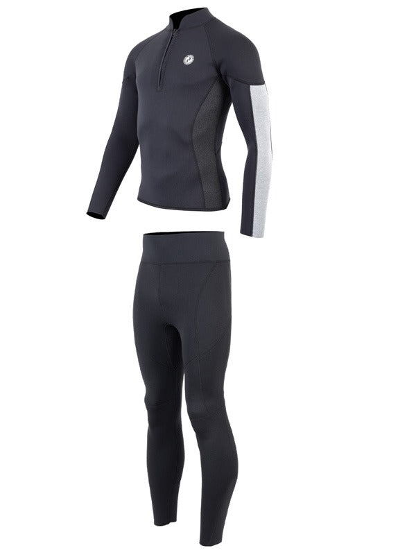Two Bare Feet Perspective Half Zip 2.5mm Wetsuit Jacket & Pants Set (Black/Grey/Grey)