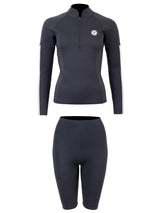 Two Bare Feet Unisex Perspective Half Zip 2.5mm Wetsuit Jacket & Shorts Set (Black/Grey/Grey)