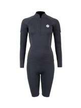Two Bare Feet Unisex Perspective Half Zip 2.5mm Wetsuit Jacket & Shorts Set (Black/Grey/Grey)
