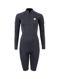 Two Bare Feet Unisex Perspective Half Zip 2.5mm Wetsuit Jacket & Shorts Set (Black/Grey/Grey)