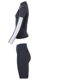 Two Bare Feet Unisex Perspective Half Zip 2.5mm Wetsuit Jacket & Shorts Set (Black/Grey/Grey)