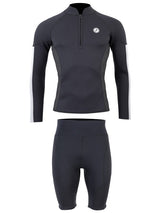 Two Bare Feet Perspective Half Zip 2.5mm Wetsuit Jacket & Shorts Set (Black/Grey/Grey)