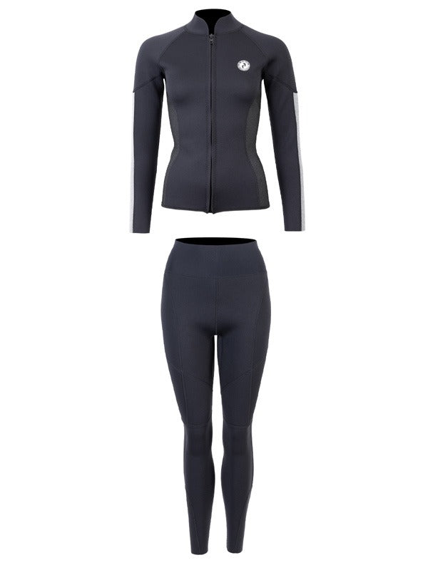 Two Bare Feet Unisex Perspective Full Zip 2.5mm Wetsuit Jacket & Pants Set (Black/Grey/Grey)