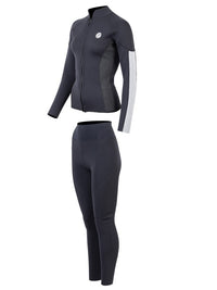 Two Bare Feet Unisex Perspective Full Zip 2.5mm Wetsuit Jacket & Pants Set (Black/Grey/Grey)