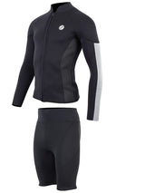 Two Bare Feet Perspective Full Zip 2.5mm Wetsuit Jacket & Shorts Set (Black/Grey/Grey)