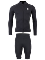 Two Bare Feet Perspective Full Zip 2.5mm Wetsuit Jacket & Shorts Set (Black/Grey/Grey)