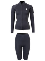 Two Bare Feet Unisex Perspective Full Zip 2.5mm Wetsuit Jacket & Shorts Set (Black/Grey/Grey)