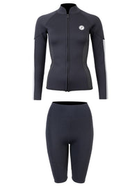 Two Bare Feet Unisex Perspective Full Zip 2.5mm Wetsuit Jacket & Shorts Set (Black/Grey/Grey)