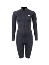 Two Bare Feet Unisex Perspective Full Zip 2.5mm Wetsuit Jacket & Shorts Set (Black/Grey/Grey)