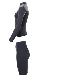Two Bare Feet Womens Aspect Fleece Lined Zipless Thermal 2.5mm Superstretch Wetsuit Top & Shorts Set (Black/Grey)