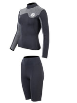 Two Bare Feet Womens Aspect Fleece Lined Zipless Thermal 2.5mm Superstretch Wetsuit Top & Shorts Set (Black/Grey)