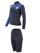 Two Bare Feet Womens Aspect Fleece Lined Zipless Thermal 2.5mm Superstretch Wetsuit Top & Shorts Set (Black/Blue)