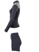 Two Bare Feet Womens Aspect Back Zip 2.5mm Wetsuit Jacket & Hotpants Set (Black/Grey)