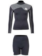 Two Bare Feet Womens Aspect Back Zip 2.5mm Wetsuit Jacket & Hotpants Set (Black/Grey)