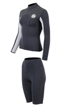 Two Bare Feet Womens Aspect Fleece Lined Zipless Thermal 2.5mm Superstretch Wetsuit Top & Shorts Set (Black/Grey/Grey)