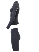 Two Bare Feet Womens Aspect Fleece Lined Zipless Thermal 2.5mm Superstretch Wetsuit Top & Shorts Set (Black/Grey/Grey)