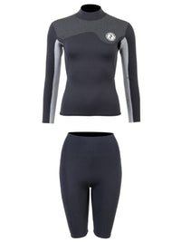 Two Bare Feet Womens Aspect Back Zip 2.5mm Wetsuit Jacket & Shorts Set (Black/Grey/Grey)