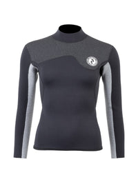 Two Bare Feet Womens Aspect Back Zip 2.5mm Wetsuit Jacket & Shorts Set (Black/Grey/Grey)