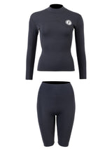 Two Bare Feet Womens Aspect Fleece Lined Zipless Thermal 2.5mm Superstretch Wetsuit Top & Shorts Set (Black)