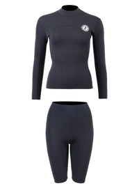 Two Bare Feet Womens Aspect Fleece Lined Zipless Thermal 2.5mm Superstretch Wetsuit Top & Shorts Set (Black)