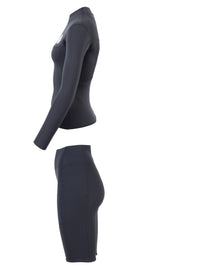 Two Bare Feet Womens Aspect Fleece Lined Zipless Thermal 2.5mm Superstretch Wetsuit Top & Shorts Set (Black)