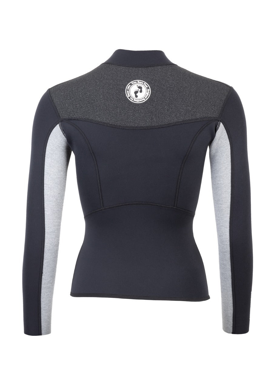 Two Bare Feet Womens Aspect Fleece Lined Zipless Thermal 2.5mm Superstretch Wetsuit Top & Hotpants Set (Black/Grey/Grey)