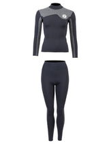Two Bare Feet Womens Aspect Fleece Lined Zipless Thermal 2.5mm Superstretch Wetsuit Top & Pants Set (Black/Grey)