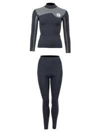 Two Bare Feet Womens Aspect Fleece Lined Zipless Thermal 2.5mm Superstretch Wetsuit Top & Pants Set (Black/Grey)
