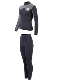 Two Bare Feet Womens Aspect Fleece Lined Zipless Thermal 2.5mm Superstretch Wetsuit Top & Pants Set (Black/Grey)
