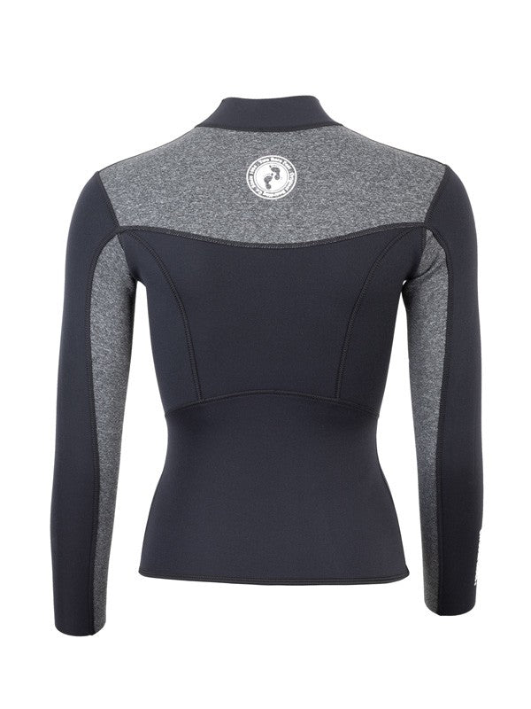Two Bare Feet Womens Aspect Fleece Lined Zipless Thermal 2.5mm Superstretch Wetsuit Top & Pants Set (Black/Grey)