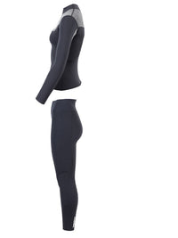 Two Bare Feet Womens Aspect Fleece Lined Zipless Thermal 2.5mm Superstretch Wetsuit Top & Pants Set (Black/Grey)