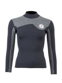 Two Bare Feet Womens Aspect Fleece Lined Zipless Thermal 2.5mm Superstretch Wetsuit Top & Pants Set (Black/Grey)