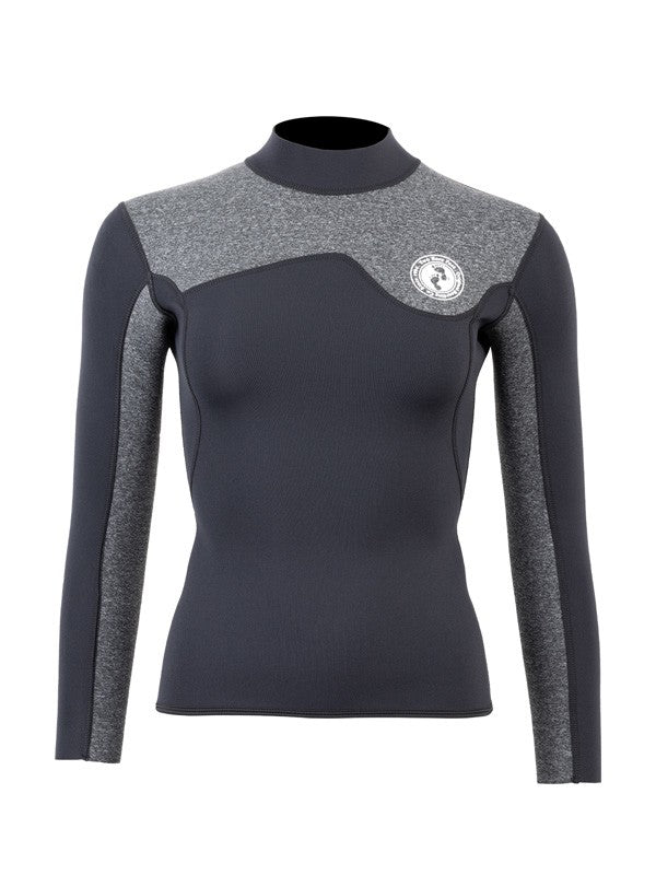 Two Bare Feet Womens Aspect Fleece Lined Zipless Thermal 2.5mm Superstretch Wetsuit Top & Pants Set (Black/Grey)