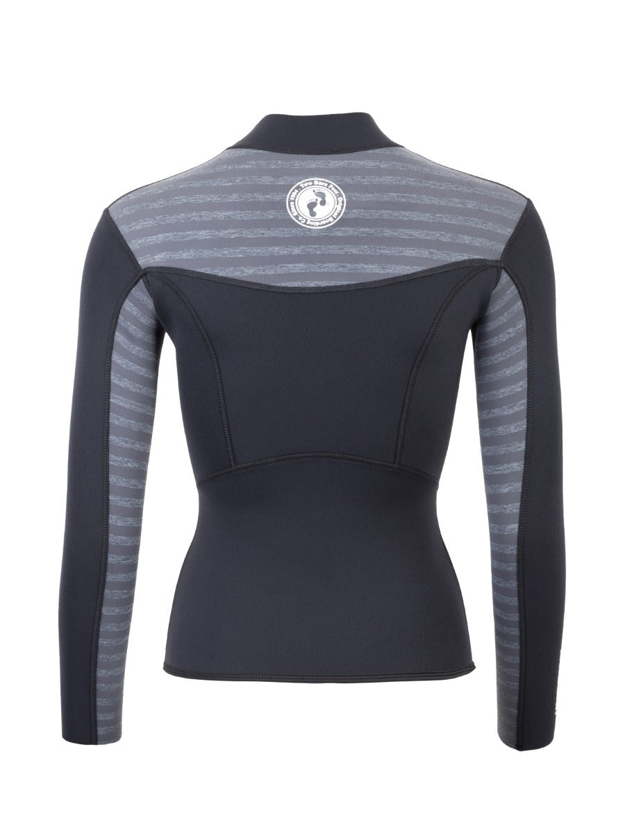 Two Bare Feet Womens Aspect Fleece Lined Zipless Thermal 2.5mm Superstretch Wetsuit Top & Hotpants Set (Black/Grey Stripes)