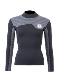 Two Bare Feet Womens Aspect Fleece Lined Zipless Thermal 2.5mm Superstretch Wetsuit Top & Hotpants Set (Black/Grey Stripes)