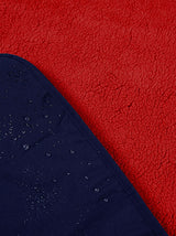 XL Sherpa Lined Waterproof Beach Travel Blanket (Marine Blue/Red)